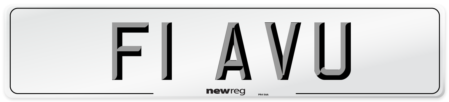 F1 AVU Number Plate from New Reg